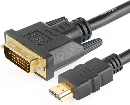 SHD Cable DVI a HDMI de 6 pies, cable HDMI a DVI, adaptador DVI D a HDMI, cable de monitor bidireccional para PC, portátil, proyector HDTV