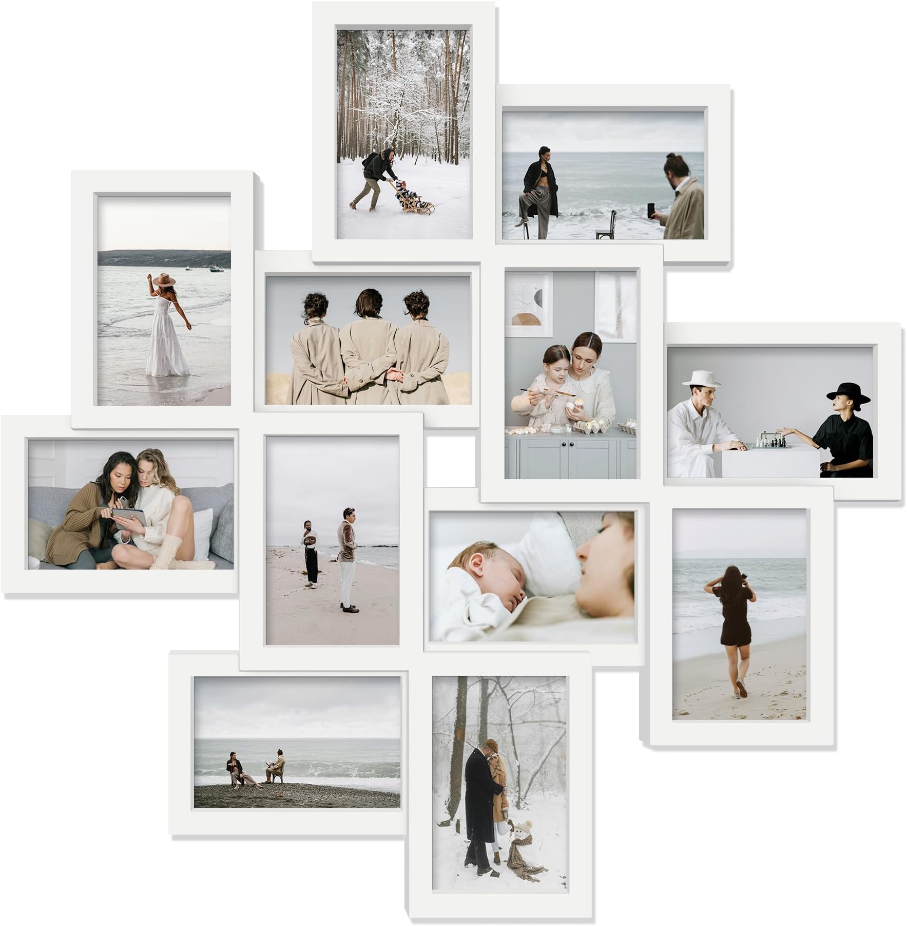 HELLO LAURA - Collage Picture Frames,4x6 Picture Frame, Display 12 Opening Photos Wall Hanging Photo Collage Frame Picture Frames Wall Decor for Gifts -White