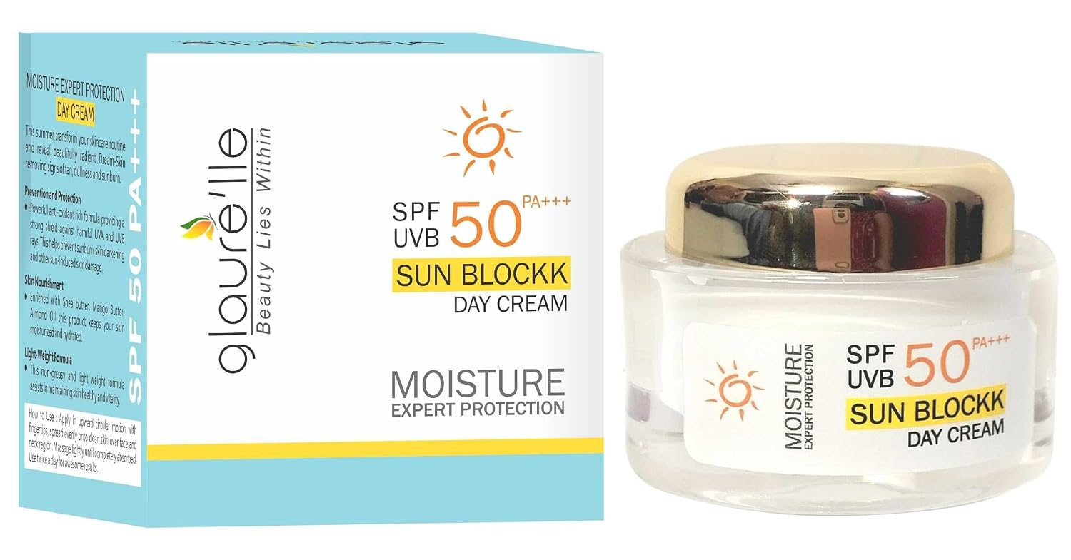 GLAURELLE-SPF 50 UVB Sun Block Day Cream, 50 PA+++,Moisture Expert Protection -50 GM