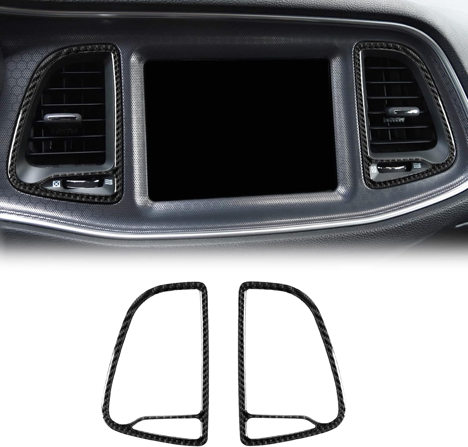 Buy Lanzmyan Compatible With Air Vent Wind Outlet Frame Panel Carbon Fiber Dashboard Middle Wind Outlet Trim Cover For Dodge Challenger 2015 2016 2017 2018 2019 2020 Black 2pcs Online In Indonesia B0988xkhxj