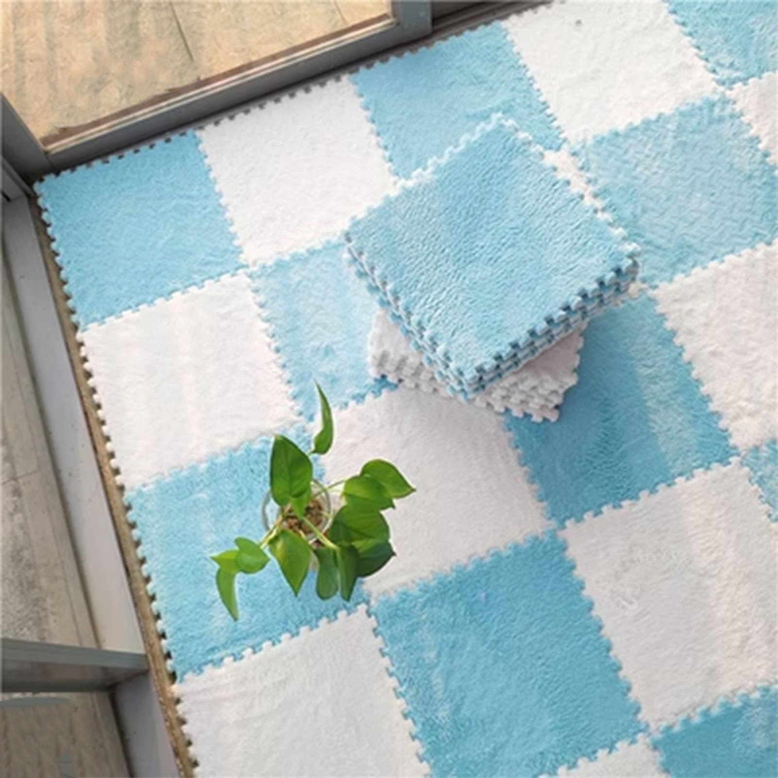 Tapete De Juegos Extra Grande De 12 Y 24 Pulgadas Con Borde, Tapete De Espuma De Rompecabezas De Felpa, Losetas De Alfombra Entrelazadas Suaves, 120,150 Y 200 Piezas (Tamaño: 24 X 24 X 0,39 Pulgadas