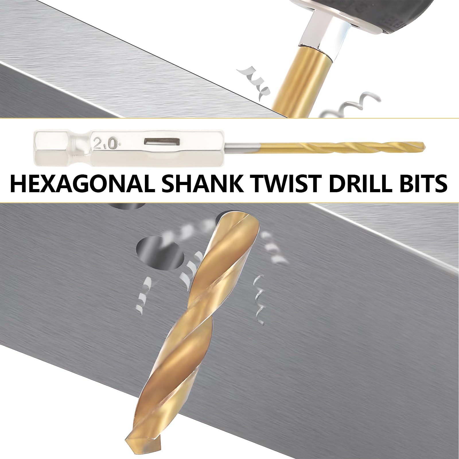 EMSea 10PCS 2mm Hex Shank Drill Bits 1/4 Inch Hex Shank Twist Drill Bit High Speed Steel Drill Bit Set for Glass Wood Stainless Steel Metal Plastic - Image 2