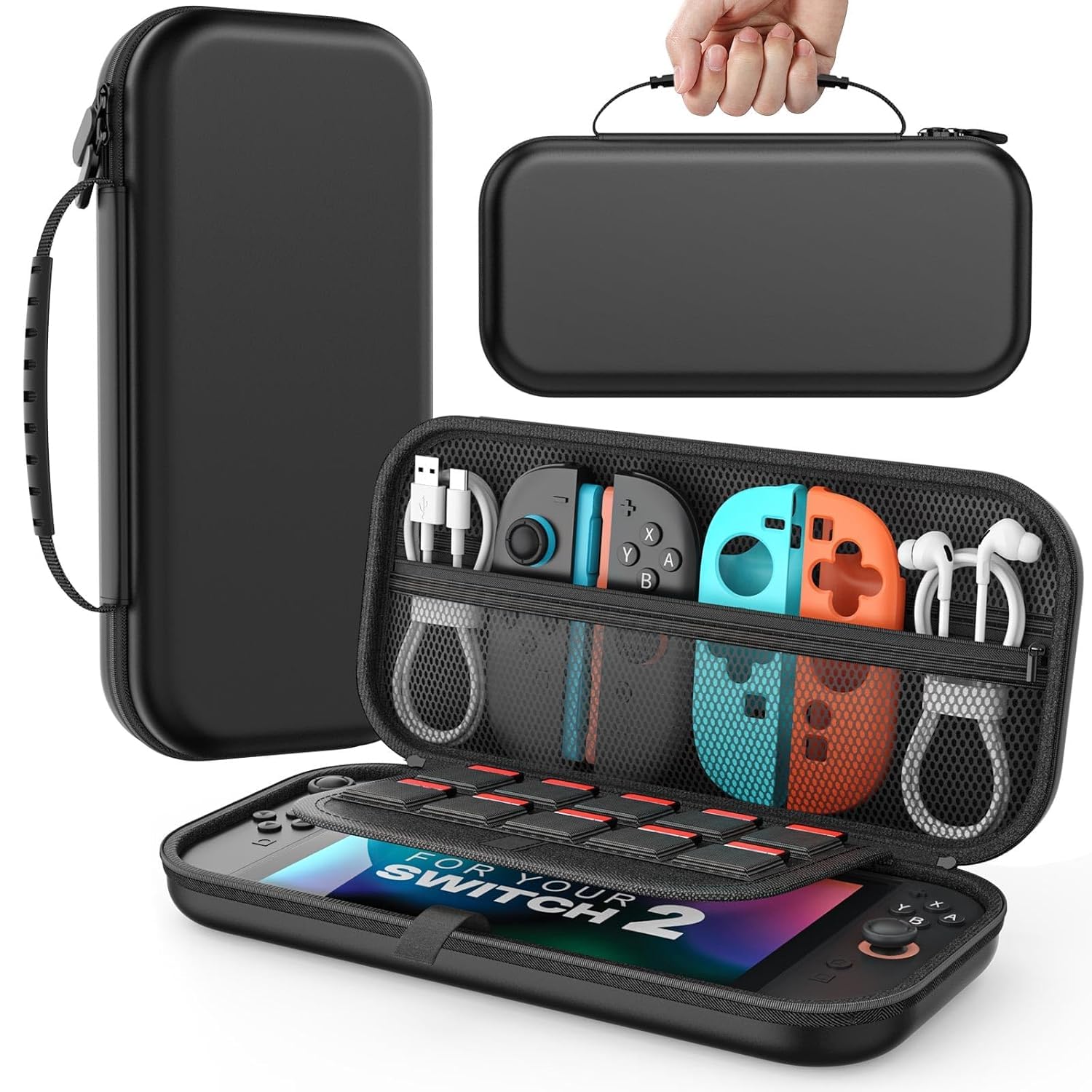 M.G.R.J® Portable Carrying Case Cover for Nintendo Switch 2 (2025), with 10 Games Cartridges (Hard|EVA|Black) (Console & Accessories are not Included)-picture-25