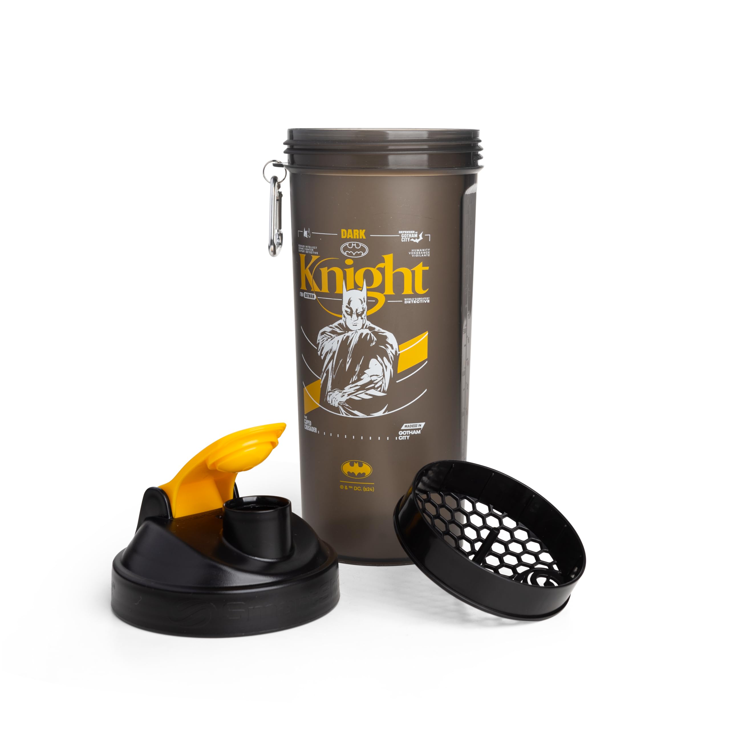 Smartshake Butelka proteinowa do mieszanek proteinowych, 935 g, szczelne kubki do koktajli proteinowych, shaker do butelek blendera, shaker, zestaw bidonów proteinowych, Shaker bez BPA, logo Batmana