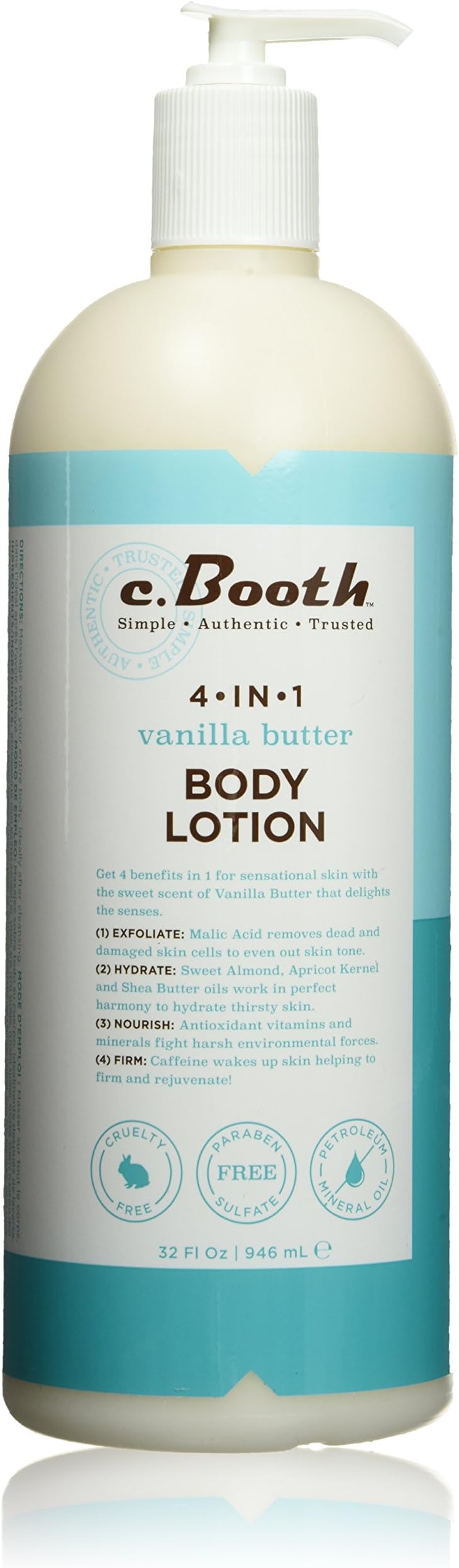 C. Booth 4-In-1 Multi-Action Body Lotion, Vanilla Butter, 32 Fluid Ounce