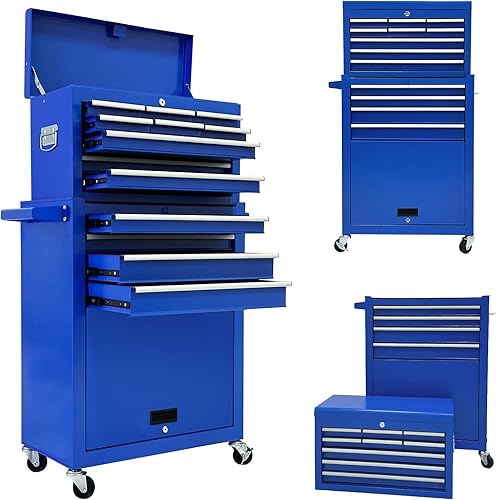 Cofre de herramientas de 13 cajones, caja de herramientas con ruedas, gabinetes de herramientas rodantes con cajones, caja de herramientas