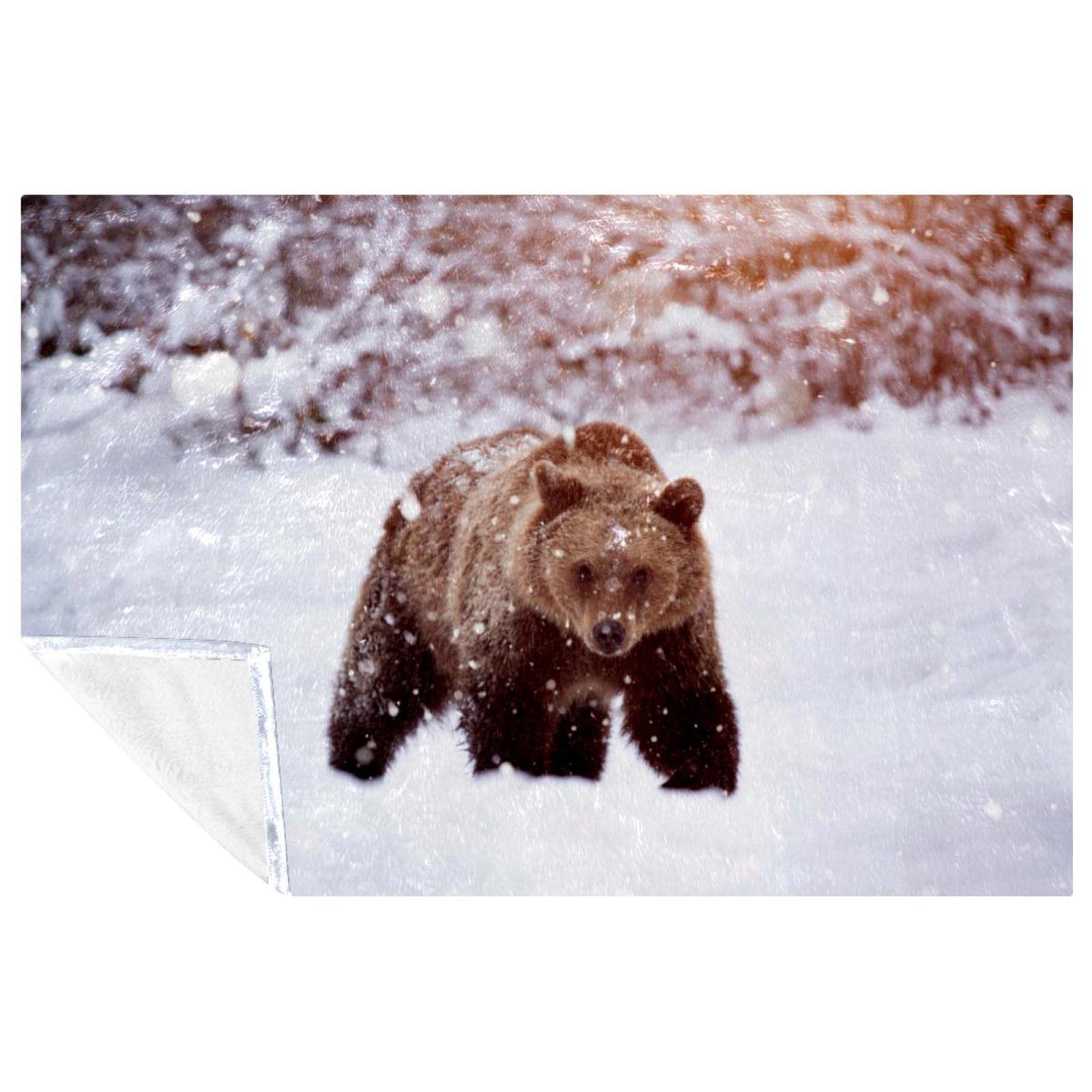 Couverture douce motif ours brun pour créer une ambiance cocooning hivernale