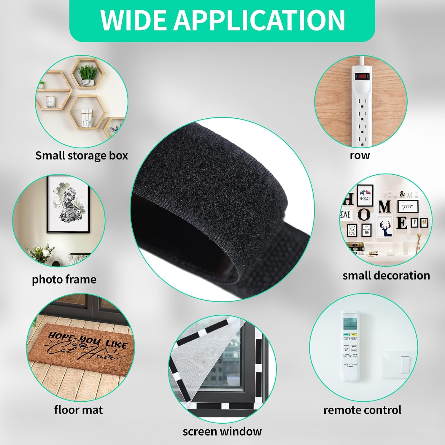 Phinus 48 Sets 1x4 Inch Hook and Loop Tape with Adhesive, Hook and Loop Black Nylon Heavy Duty, Nylon Self Adhesive Tape Heavy Duty Strips Fastener, Adhesive Strips for Home and Office Use