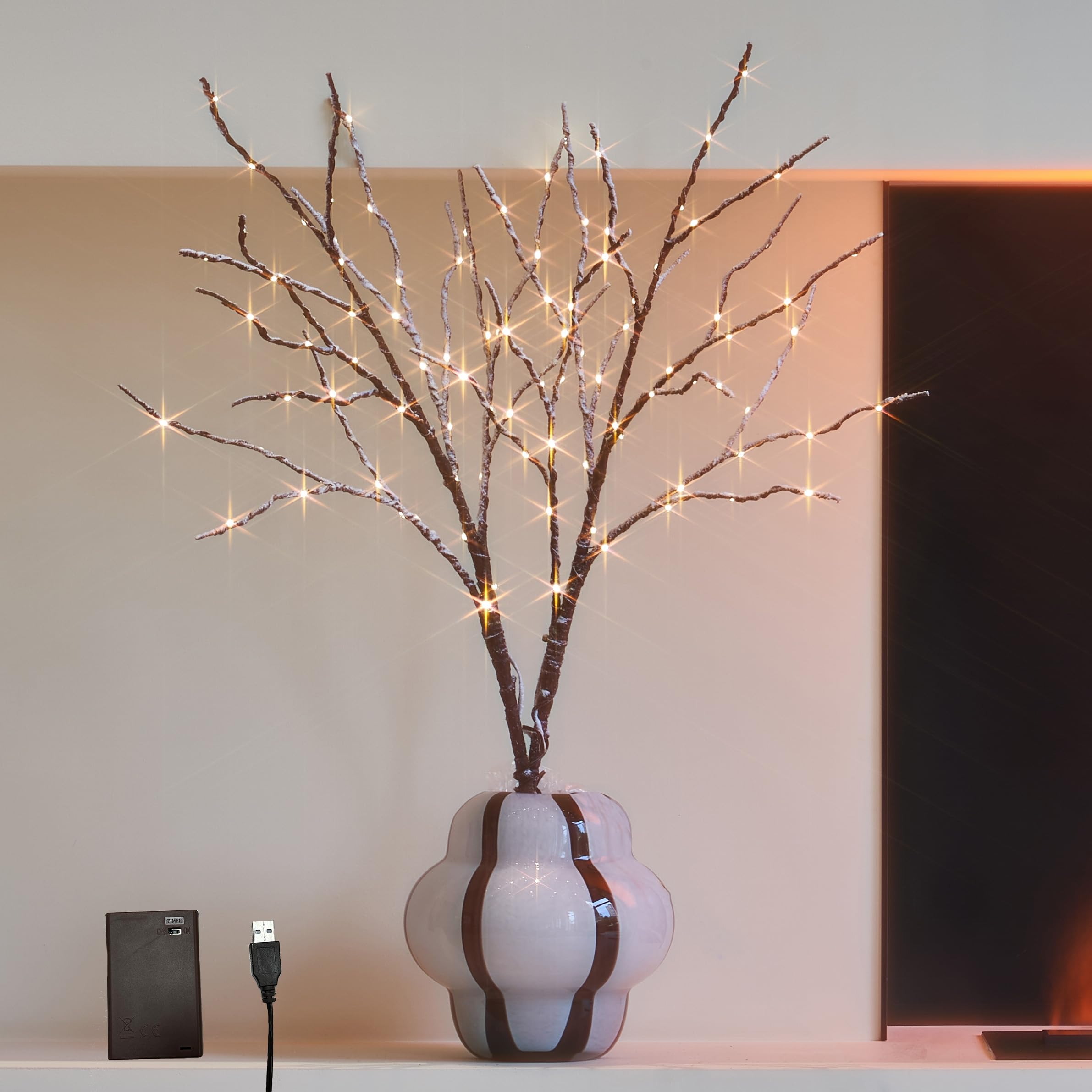 Branches de saule lumineuses flexibles pour décorer un vase sans prise