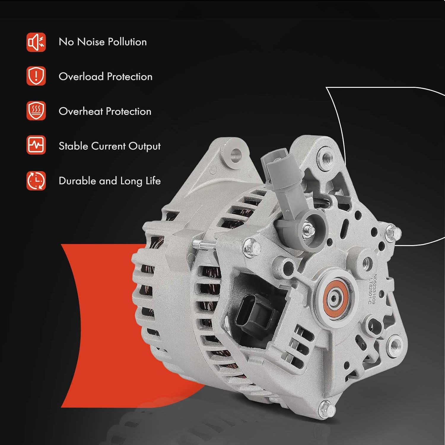 A-Premium Alternator Compatible with Ford Contour 1998-2000 & Mercury Cougar 1999-2002, Mystique 1998-2000, 2.0L, 12V 110A 6-Groove Pulley Clockwise, Replace# 8A2118200, 98BB10300CC