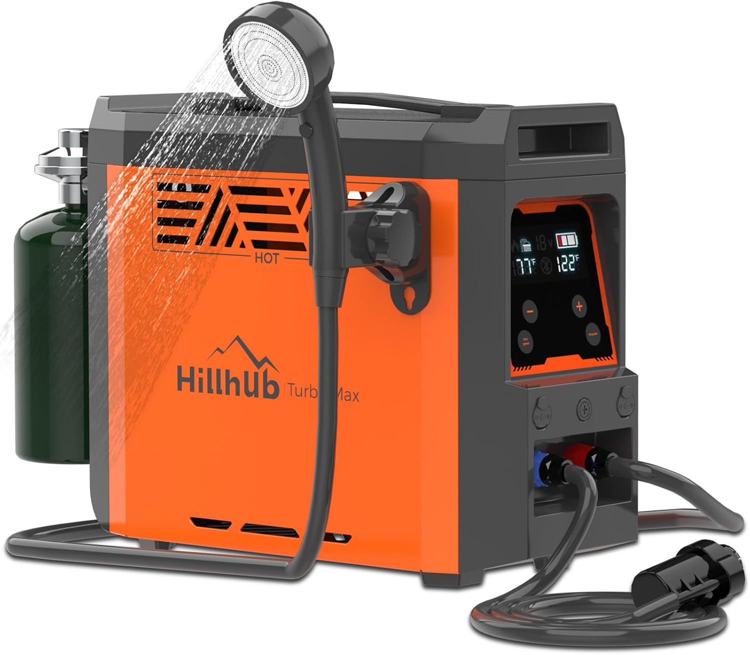 Hillhub Portable Propane Water Heater for Camping, Instant Hot Water Heater On Demand with 4000mAh Battery for Outdoor Showering and Cleaning, Included Water Pump & Showerhead