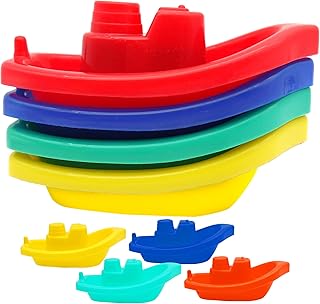 8pk Bath Boat Toy | Little Bath Boats for Kids | Pirate Ship Bath Toy for Fun Activity | Toy Boats for Water Play | Colourful Bath Toy Set | Water Baby Bath Toys | Stackable Floating Boat Bath Toy