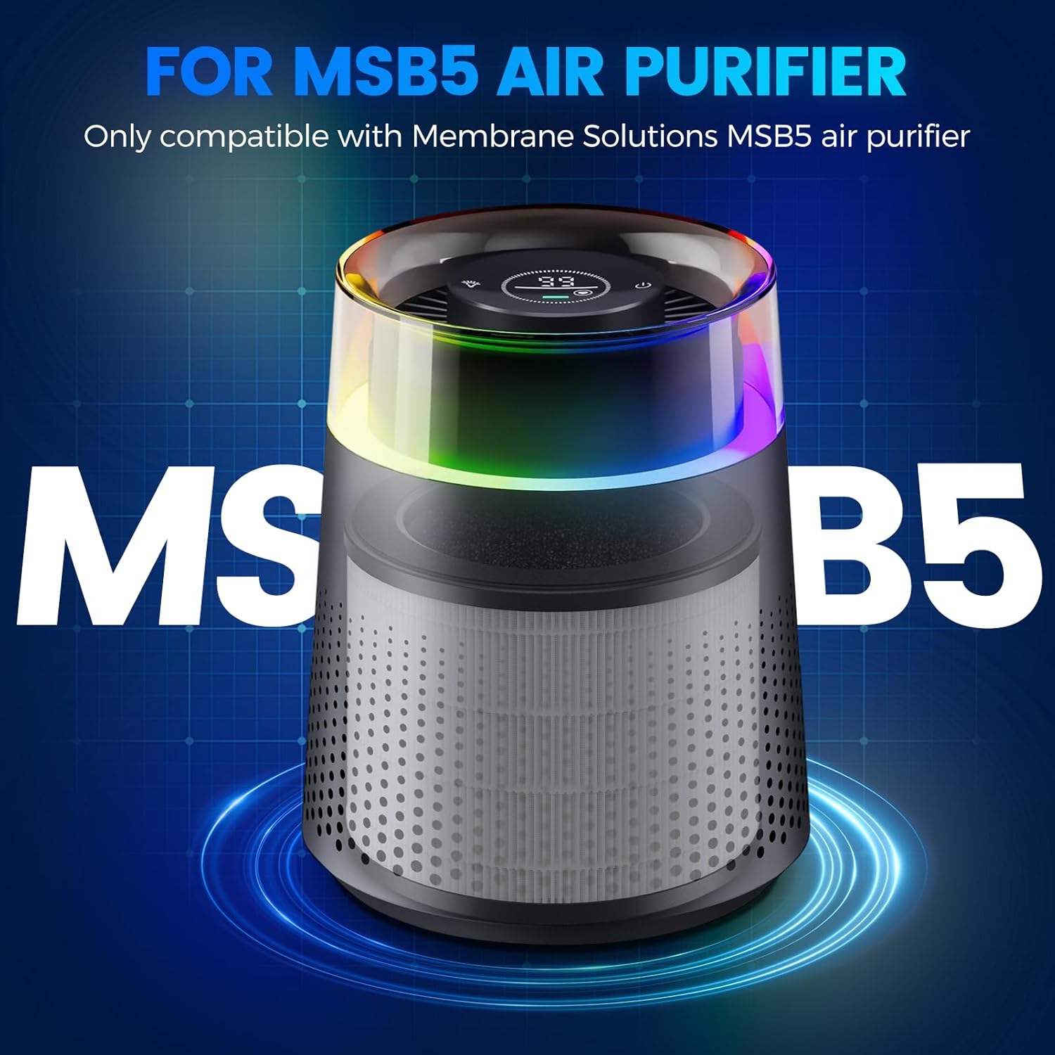 4 Pack MSB5 Filter Replacement Compatible with Membrane Solutions MSB5 Air Puri-fier, 3-in-1 Hepa Air Filter Replacement with High-Efficiency Filtration for Smoke Pollen Dander Hair Smell - Image 3