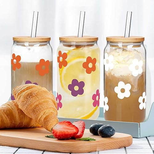 Miniatura 4 de Mason Life Vasos de vidrio con tapas y pajitas, vasos de vidrio en forma de lata de 20 onzas, vasos para beber, vasos de café helado, taza