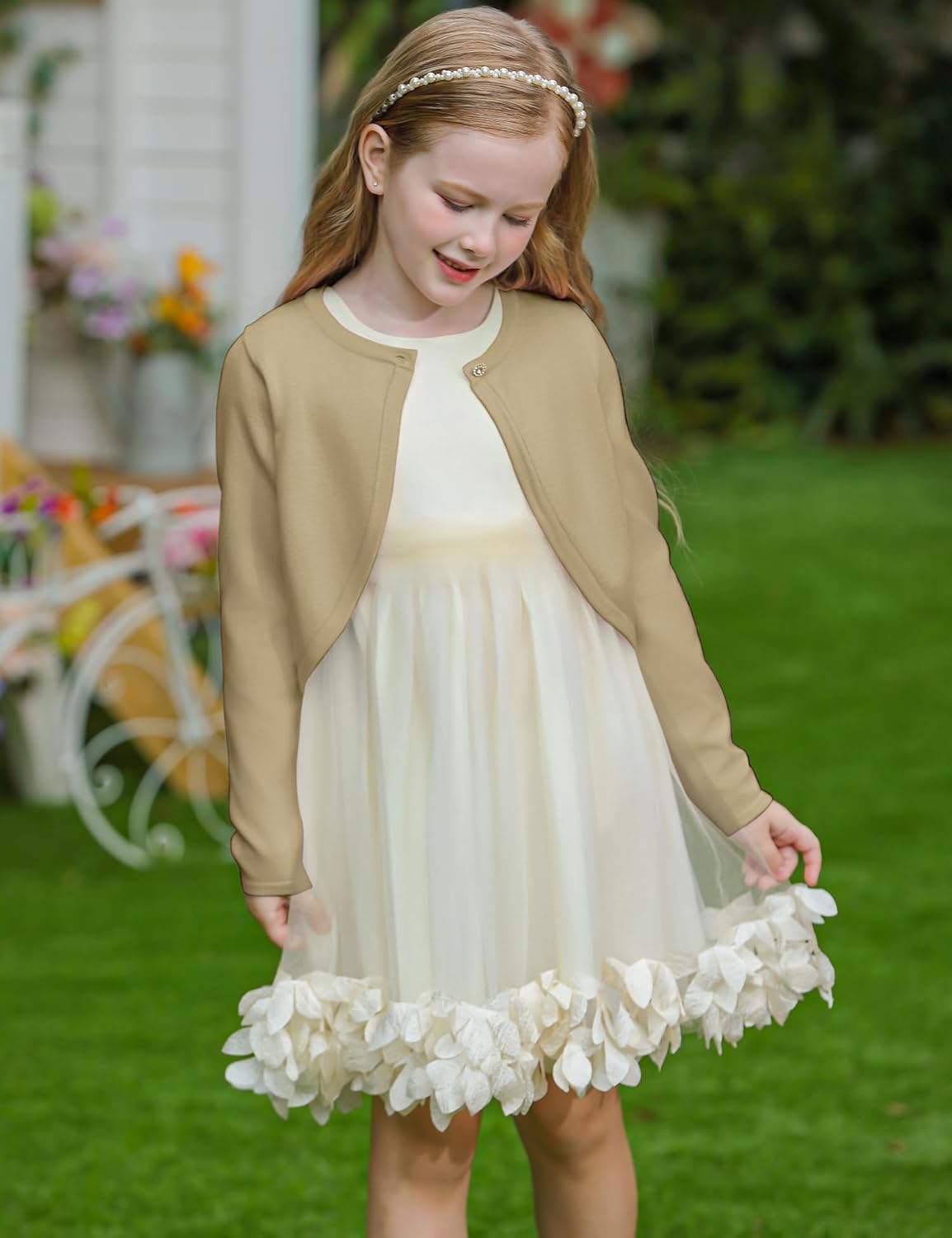 Yekaty Girls Sweaters Long Sleeve Cardigan Bolero Shrugs Button Down Closure Cover Up Tops for Toddler Kids 4-12 Years - Image 3