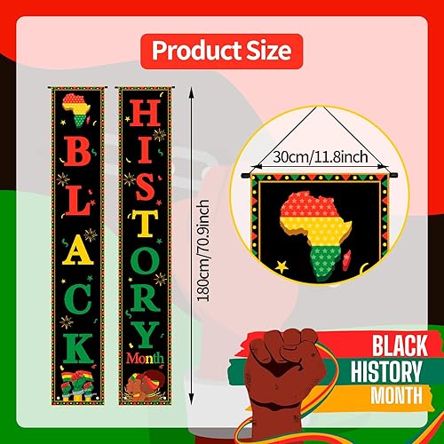 Miniatura 2 de Pancartas negras de 71 x 12 pulgadas para puerta, decoración temática panafricana para porche, patio, mes festivo del patrimonio cultural al aire