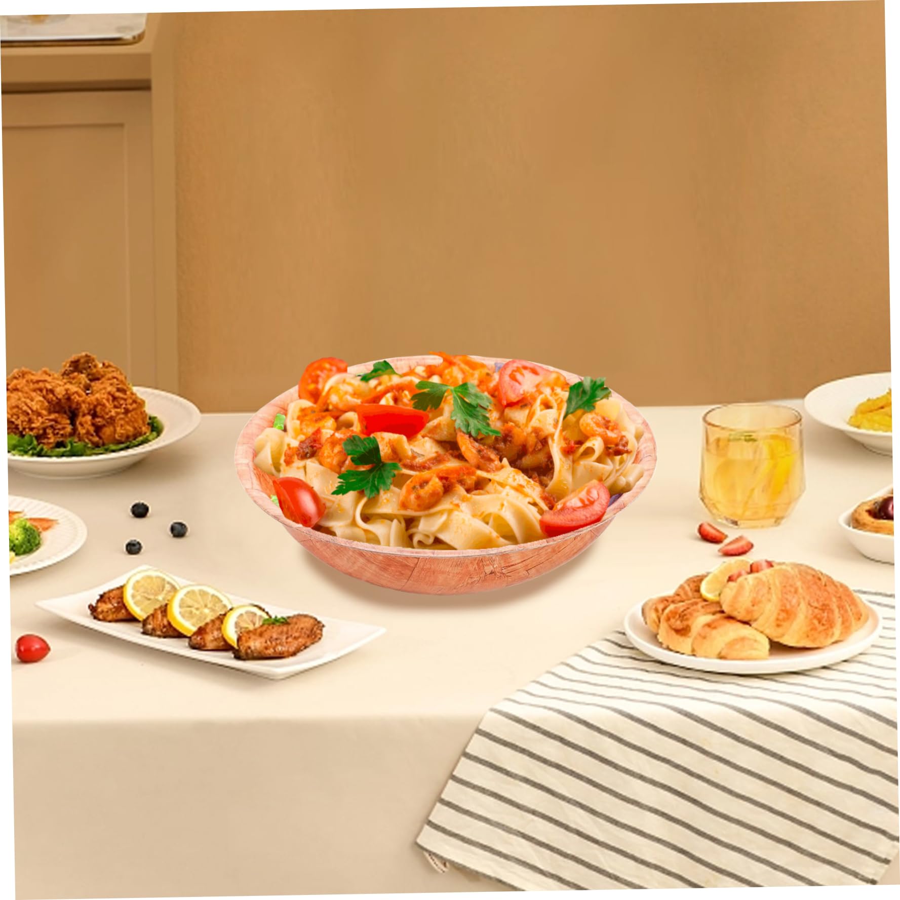 Ensaladera de Madera, 6 Unidades/Juego, ensaladera de Madera Natural apilable Redonda de 10 Pulgadas, Herramientas de Cocina rústicas para Frutas, Verduras, de ..