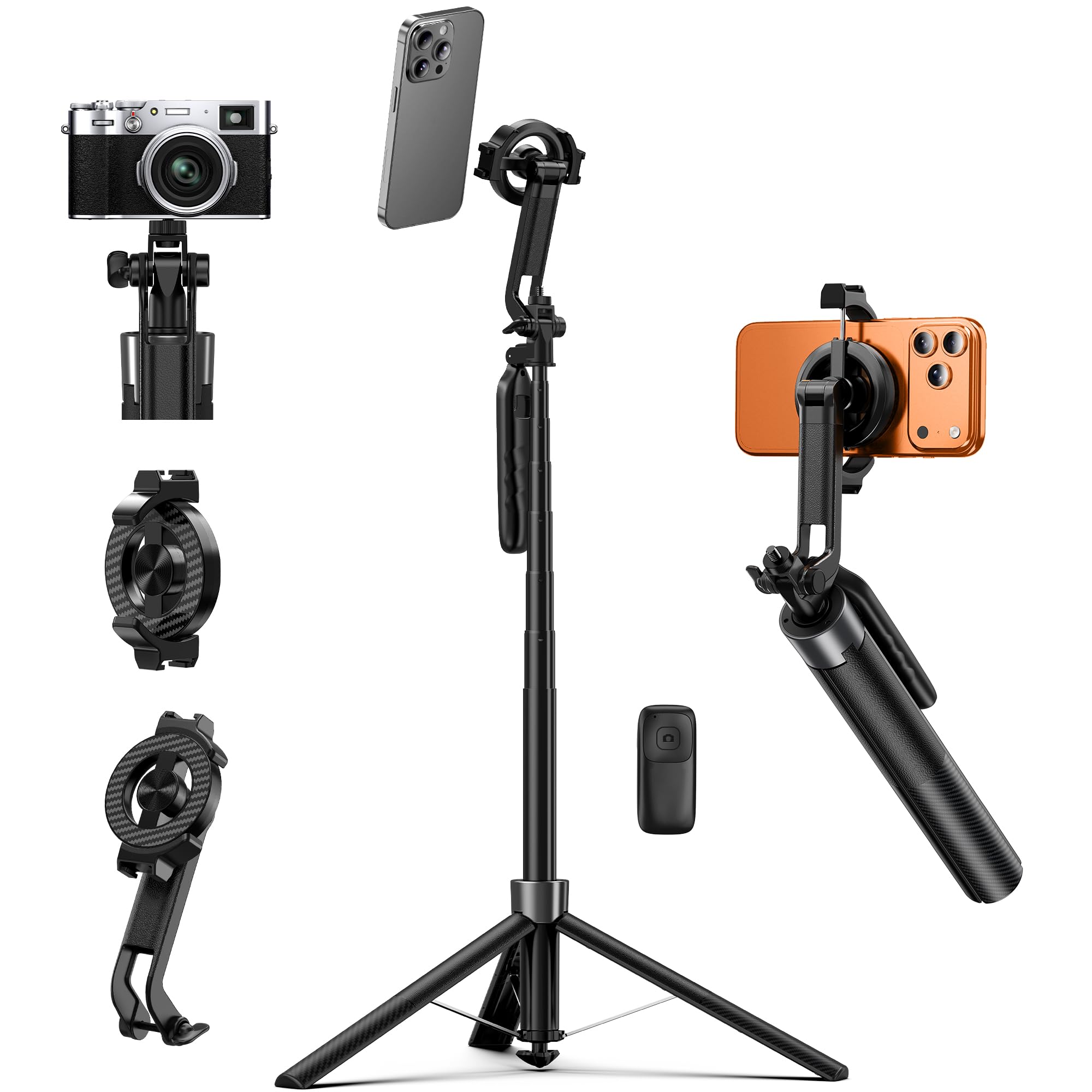 UBeesize 72" Magnetic Phone Tripod &amp; Selfie Stick Tripod with Remote