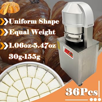 Electric Dough Divider Cutter 36Pcs Dough Dividing Cutting Machine Pastry Cutter Dough Lump Spacer Stainless Steel Fillings Divider with 2 Stainless Steel Plates for Bakery 30-155g 110V