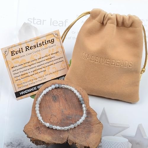 Vista 39 de MASSIVE BEADS Pulsera elástica de yoga hecha a mano con piedra natural, cristal curativo, energía, regalos para adultos unisex de 0.157 in, 0.236