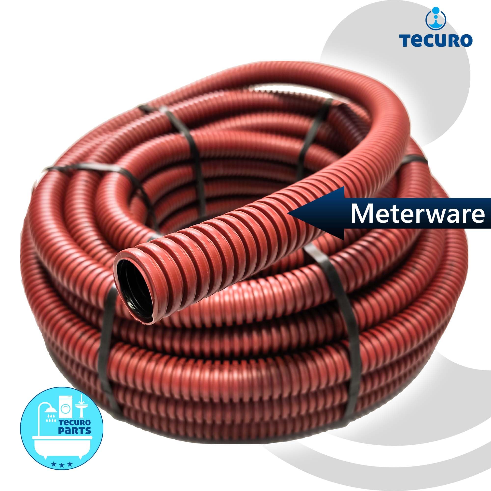 tecuro Rura ochronna na kabel z polietylenu, średnica zewnętrzna 40 mm, średnica wewnętrzna 30 mm, 25 m, czerwona, uziemienie zgodnie z DIN EN 50086-2-4