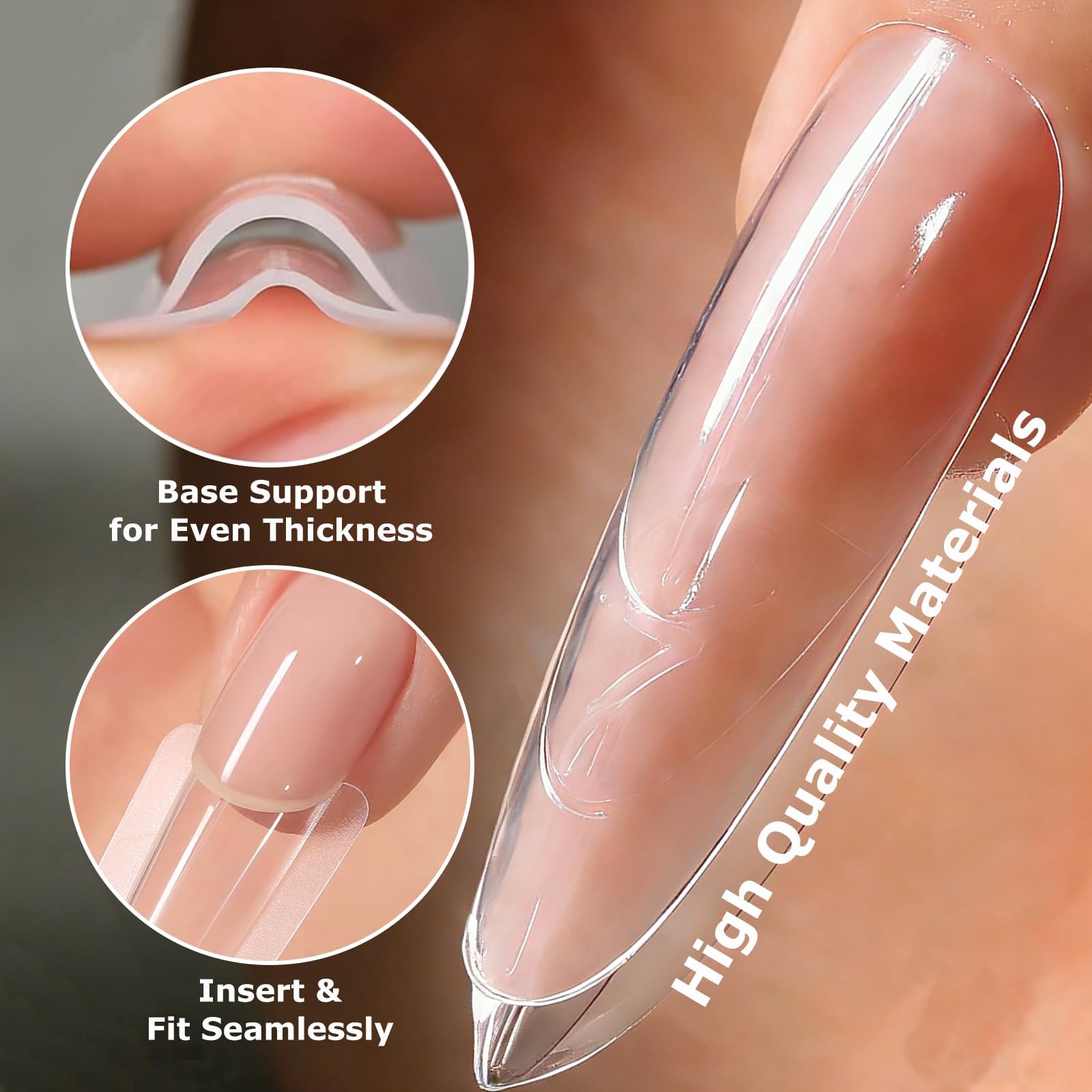 280 moldes de uñas profesionales (14 tamaños), puntas de gel reutilizables para extensiones de gel impecables, sin lima, sin desbordamiento, para gel y salón de belleza (almendra) — view 5