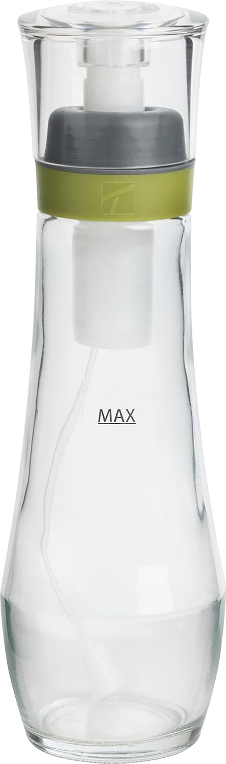 Trudeau Oil Spray Bottle, Glass, Plug-Free Filter for Baking Grilling, 10 oz