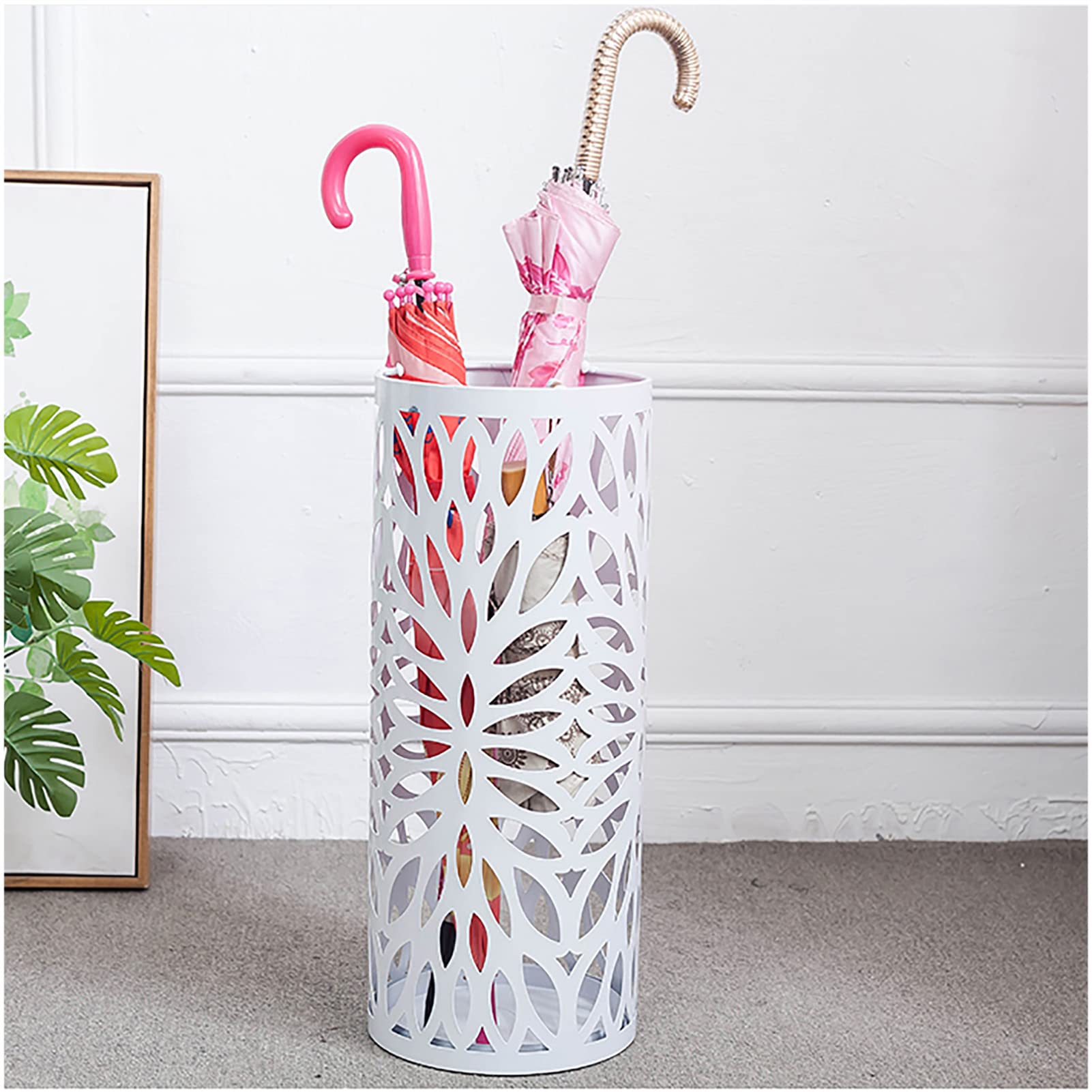 Support pour cannes autonome et grand porte-parapluies blanc avec crochets