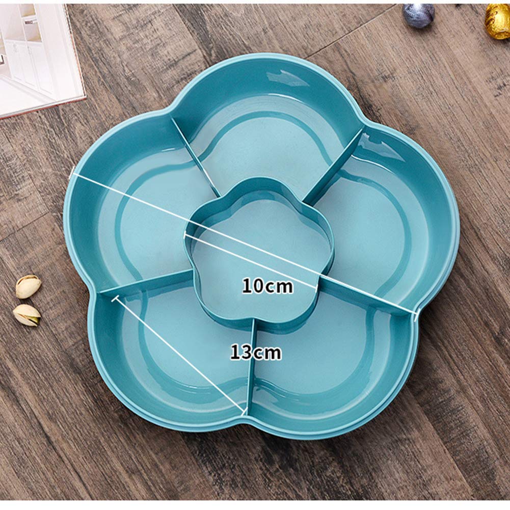 Bprtcra Vassoio per Snack, a Forma di Fiore Scatola di immagazzinaggio per Snack Vassoi Contenitore Contenitore con Coperchio, 6 Scomparti per Fiori Contenitore per Alimenti in plastica (Pink