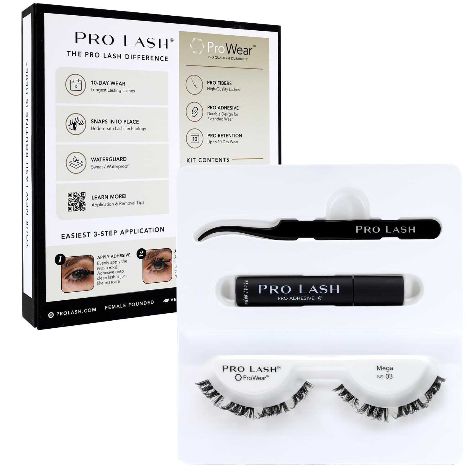 Pro Lash ProWear Mini Lash Clusters Kit - Easiest to Apply Lashes - 10-Day Cluster Eyelash Extensions - False Eyelashes Plus Adhesive and Tweezers -