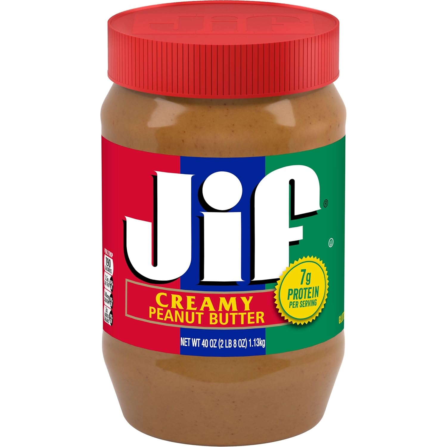 Jif Creamy Peanut Butter 40 oz Jar - Smooth Fresh Roasted Peanut Spread, 7g Protein, Gluten Free