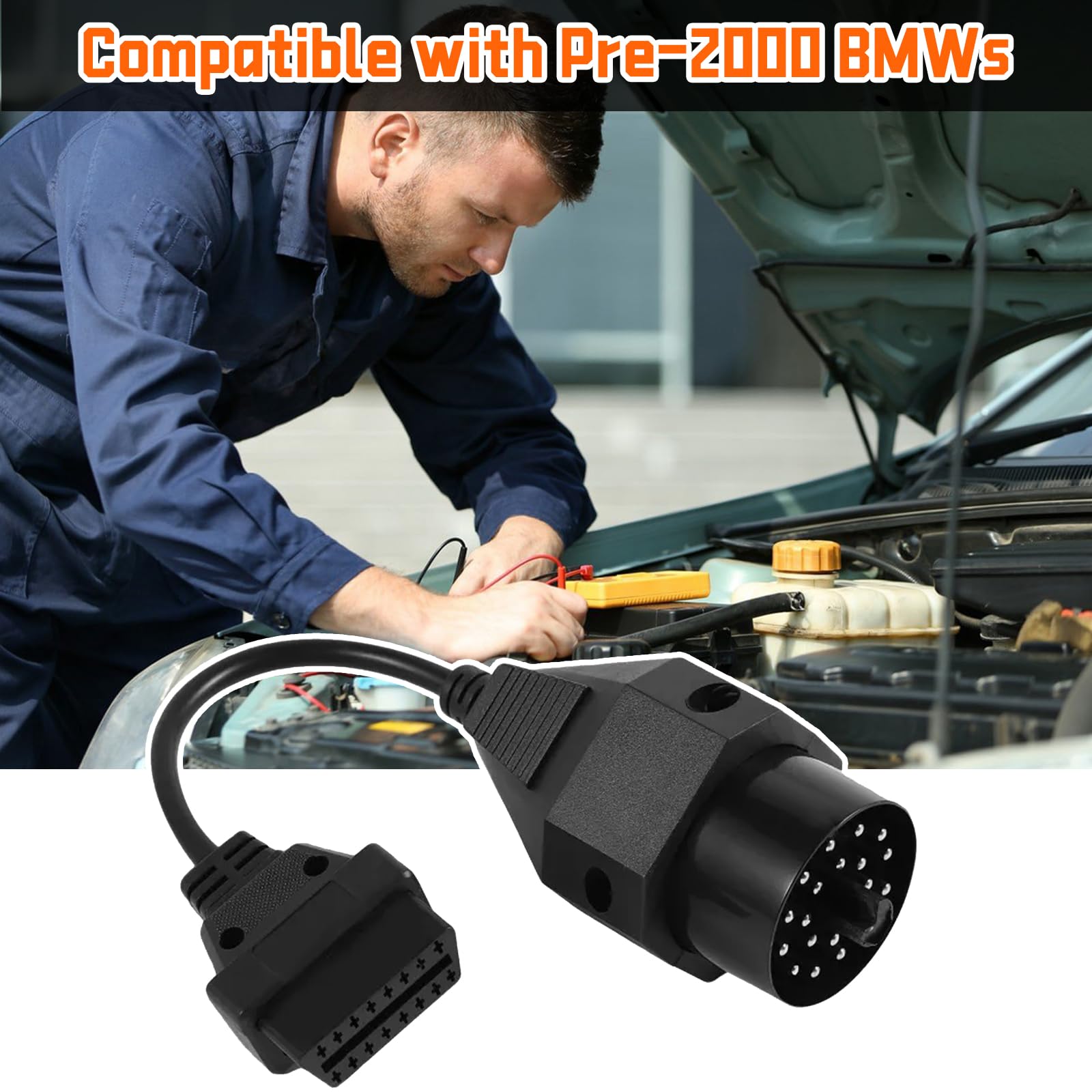 Câble Adaptateur OBD2 20 Broches Vers 16 Broches - Longueur 30 Cm - Compatible BMW Anciens Modèles (E36, E39, E46...)