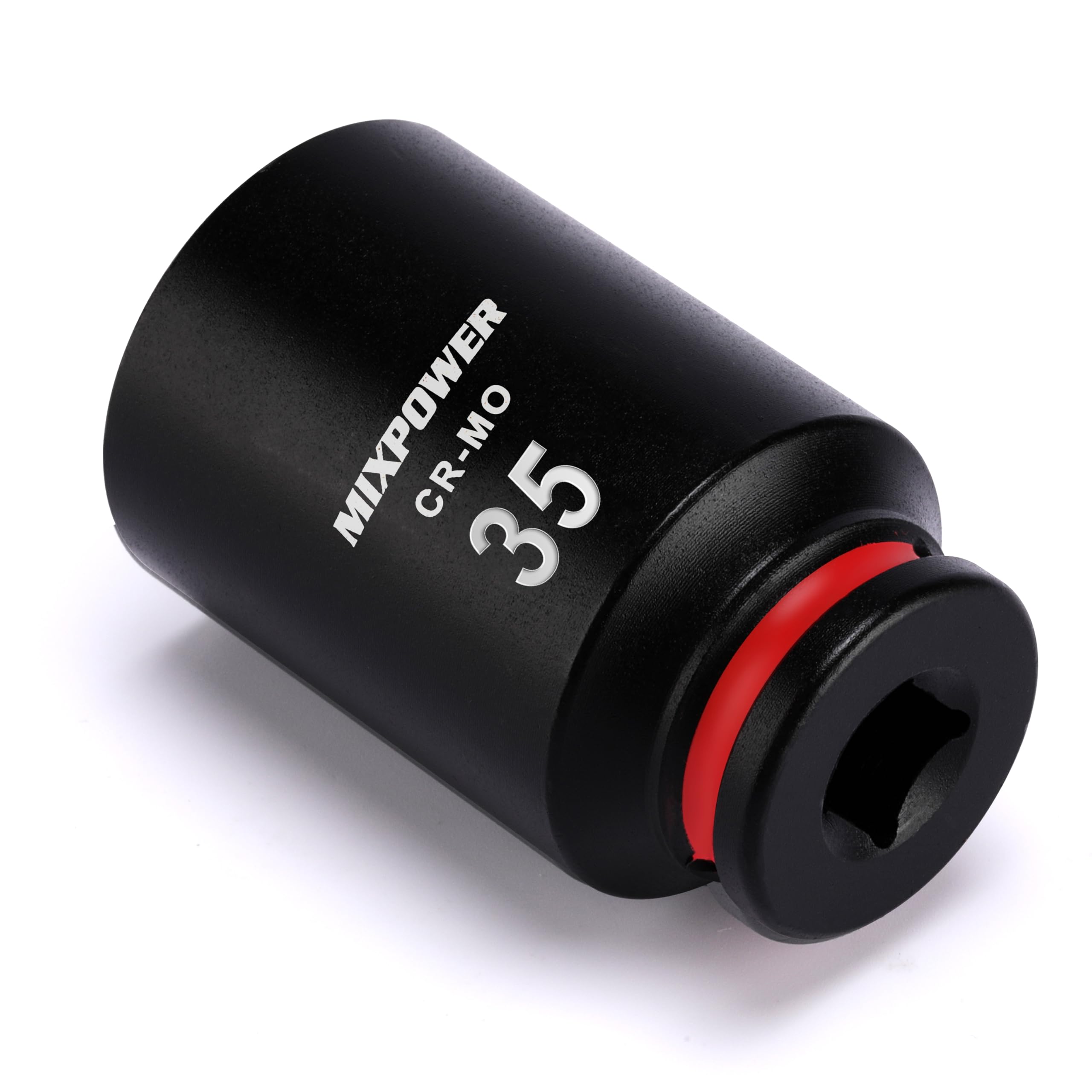 MIXPOWER 1/2" Drive Deep Impact Socket, CR-MO, 35mm, Metric, 6 Point, Axle Nut Impact Grade Socket for Easy Removal - Image 2