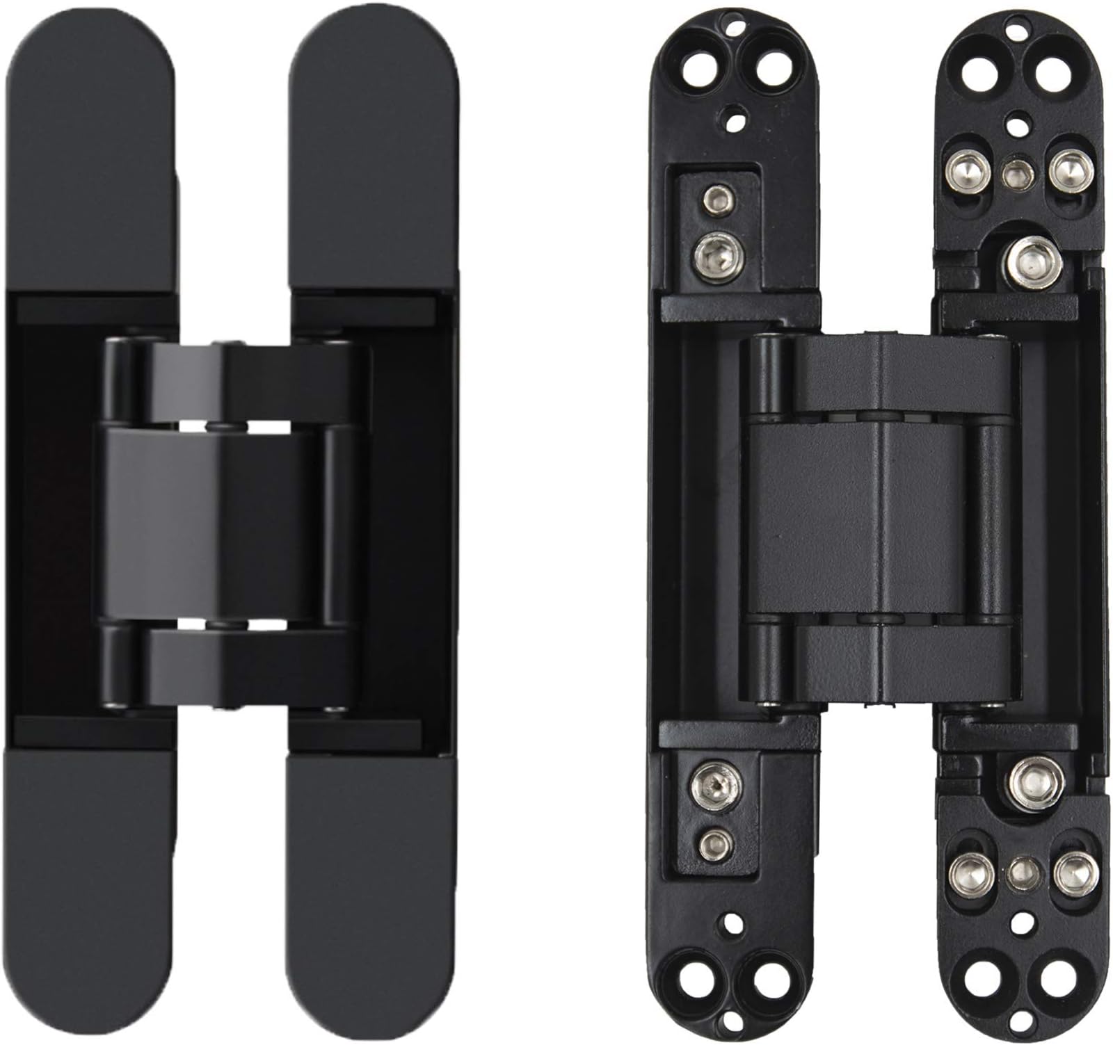 HLMOptimo 7 inch Invisible Hinges Hidden Door Hinges Concealed Hinges 180 Degree Swing Hinge 3-D Adjustable Butt Hinge 7 x 2.8 x 1 inch (Black Pack of 2)
