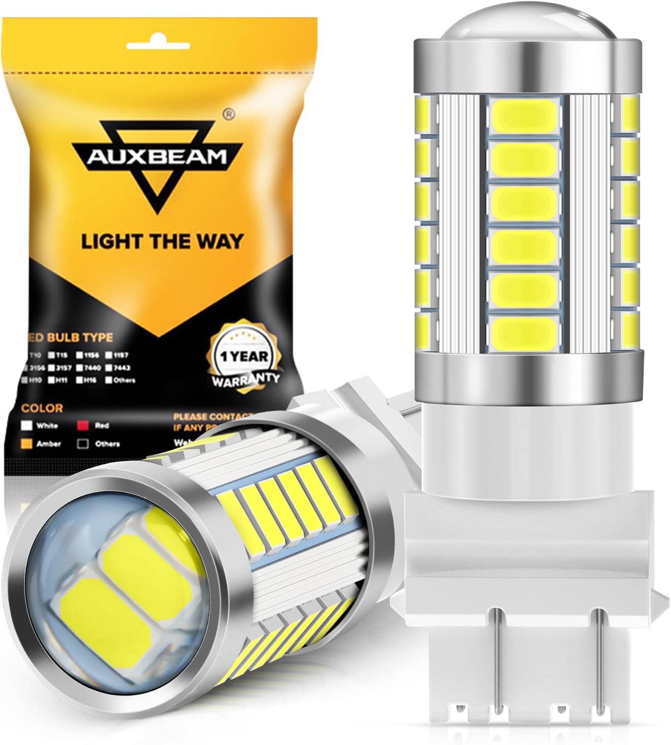 Auxbeam 3156 Led Light bulb T25 P27W Led Turn Light Bulbs 5730 33-SMD Chips White Led Bulbs for Signal Light Turn Light Switchback Light Reverse lights - Set of 2