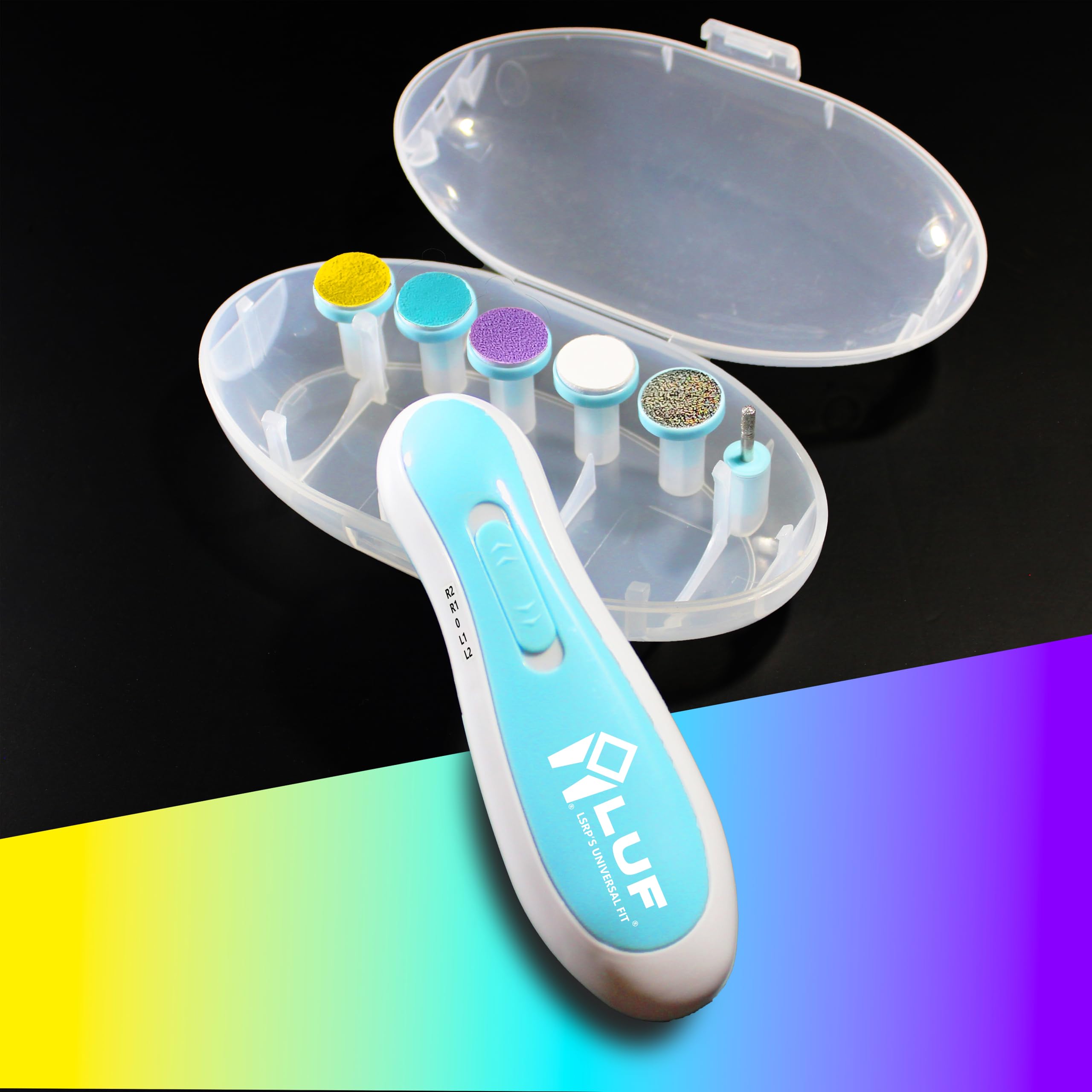 LUF Electric Baby Nail Trimmer - 100% Baby Safe - Ergonomic Design 6 Interchangeable Trimming Heads for All Age Babies, New Born, Infants, Toddlers & Adults (0-24 Months) - with Portable Travel Case-image-10