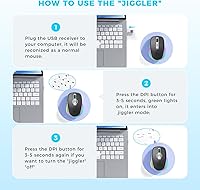 Vista 3 de PEIOUS Wireless Mouse Jiggler - LED Wireless Mice with Build-in Mouse Mover, Rechargeable Moving Mouse for Laptop with Undetectable Random Movement