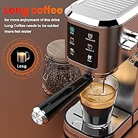 Vista 5 de Máquina de café expreso de 20 bares, máquina de espresso con pantalla táctil y espumador de leche a vapor, máquina de café expreso de acero
