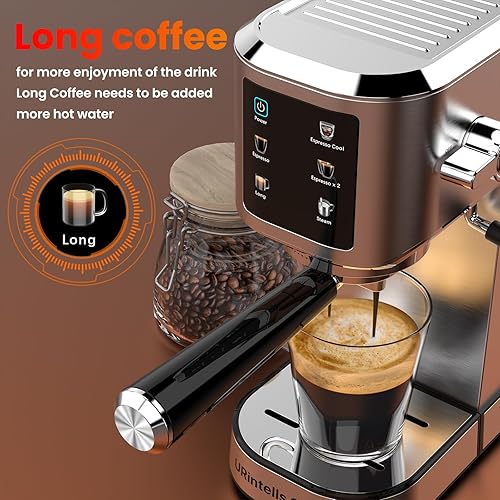 Miniatura 5 de Máquina de café expreso de 20 bares, máquina de café expreso con pantalla táctil con espumador de leche de vapor, máquina de café expresso de acero