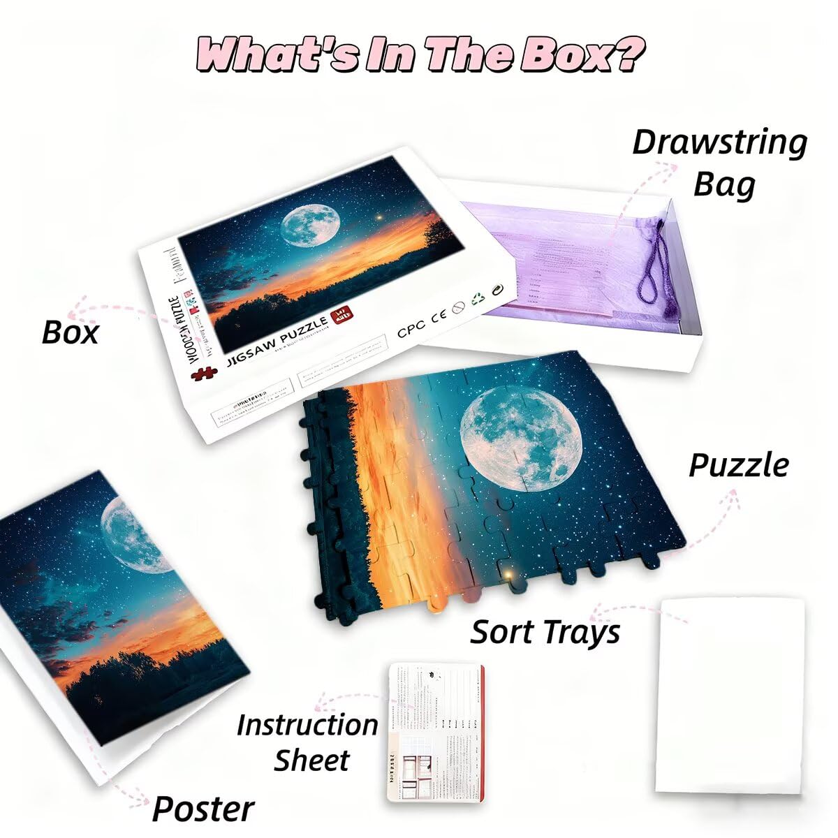 Puzzle dla dorosłych 5000 puzzli księżycowych 5000 sztuk dla dorosłych drewniane gwiaździsta noc gry logiczne klasyczna edukacyjna wymagająca gra dla całej rodziny dekompresyjna dekoracja prezenty 156