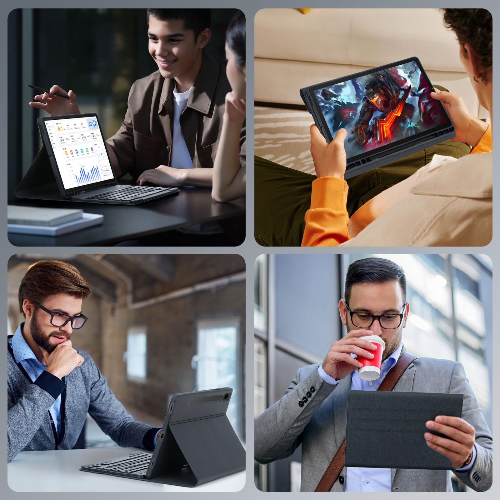 Funda con Teclado para Lenovo Idea Tab Pro 12,7 Pulgadas 2025 Modelo (TB373FU/TB375FC), Español Ñ Teclado Inalámbrico Bluetooth Desmontable Funda Ultradelgada Multiángulo con Ratón,Negro