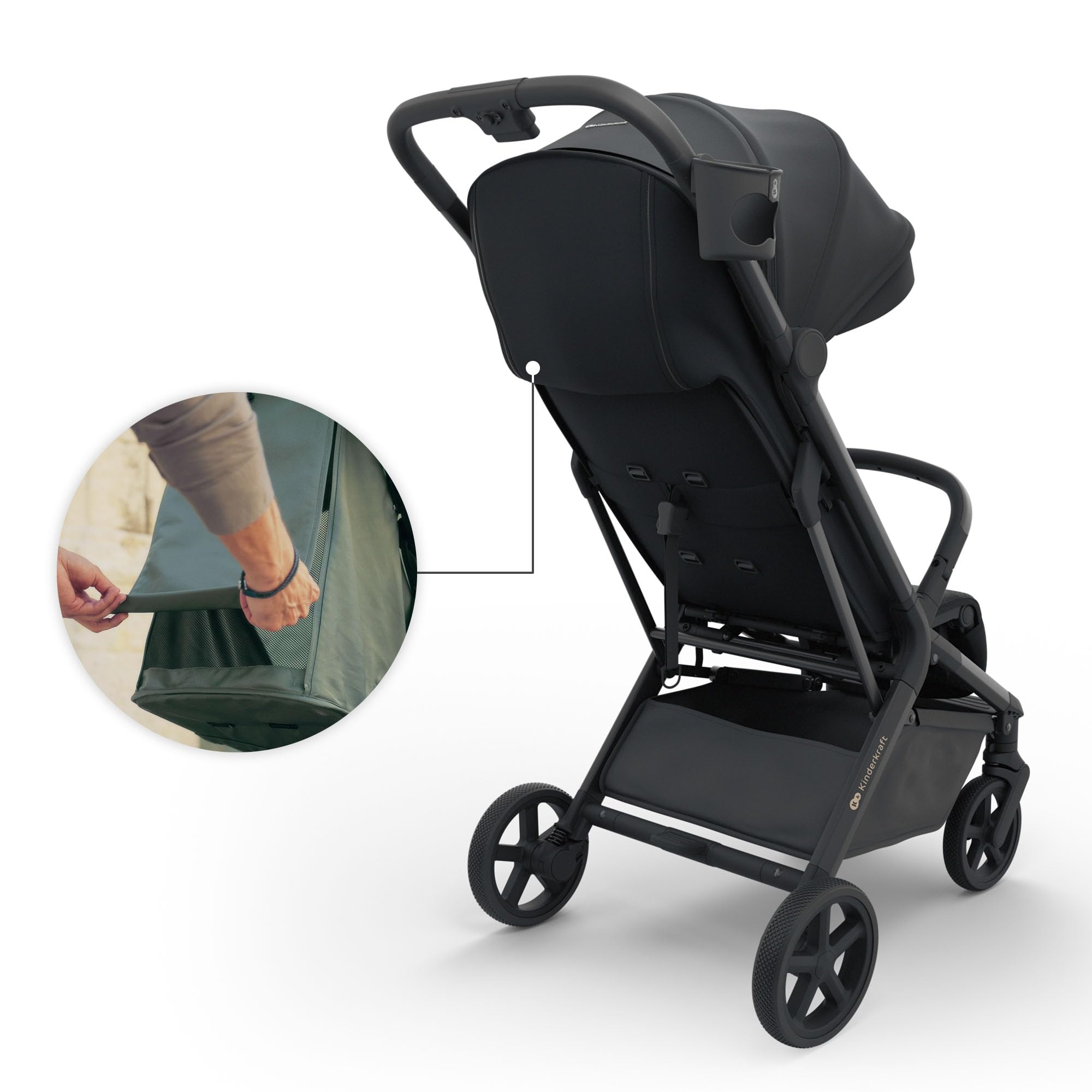 Kinderkraft NUBI 3 Passeggino Urbano 22 kg Buggy UPF50+ Leggero 8.7kg Nero