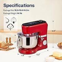 Vista 7 de VIVOHOME Batidora de pie con fermentación, batidora eléctrica de masa con preajustes de un toque con tazón de 6 cuartos de galón, batidora de pie