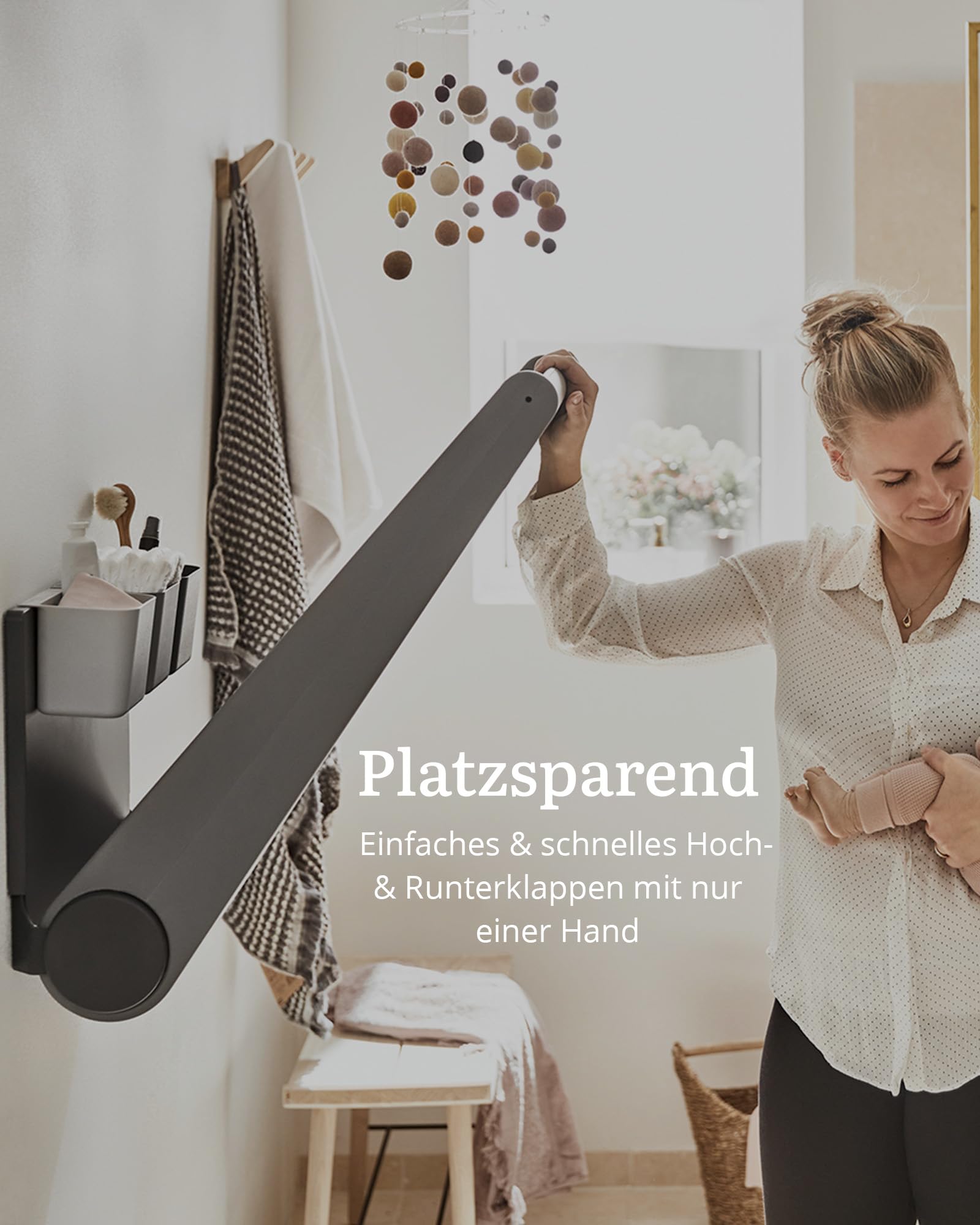 Leander Wally przewijak na ścianę, kolor dusty grey