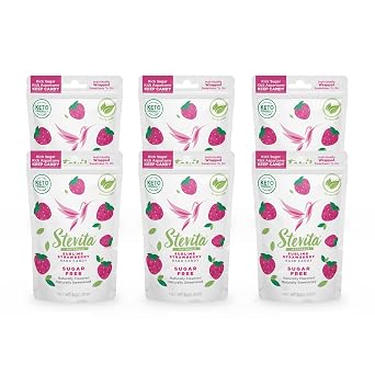 Stevita Hard Candy, Sublime Strawberry - Pack of 6 - Sugar & Aspartame Free - Naturally Flavored & Sweetened - Non-GMO, Gluten Free, Keto Friendly