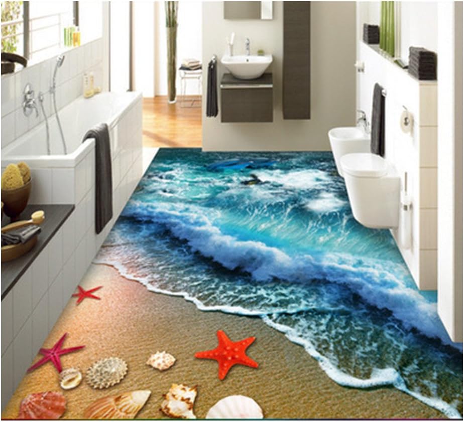 ZaH Thin Area Rug Non-Slip Doormat Carpet Printing Rug for Living Room, Bedroom, Kitchen, Bathroom (5x7-63"x90.6", Wave)