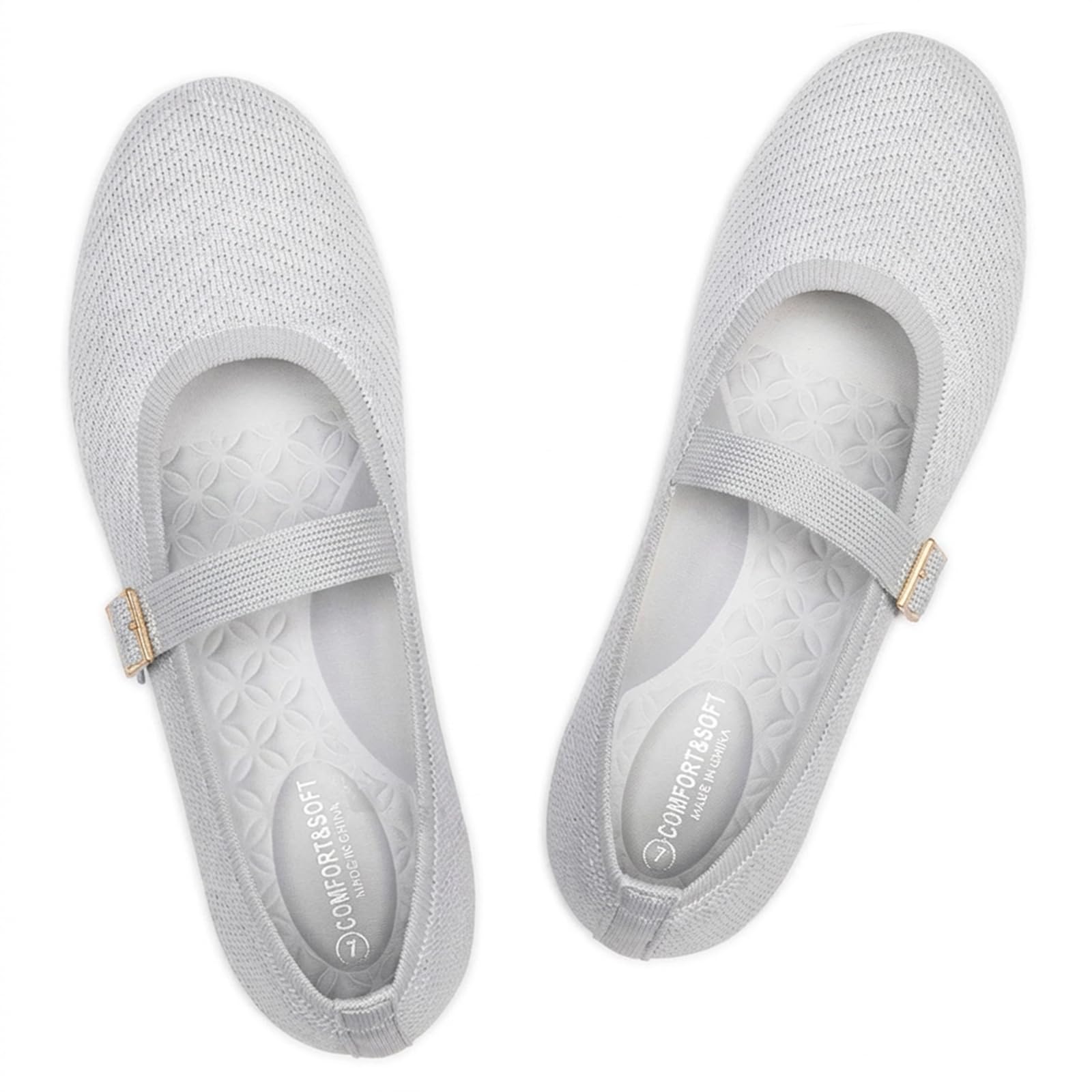 Frank Mully Women's Mary Jane Flats Comfortable Dressy Ballet Flats Casual Round Toe Slip On Washable Knitted Fabric Office Work Woman Shoes