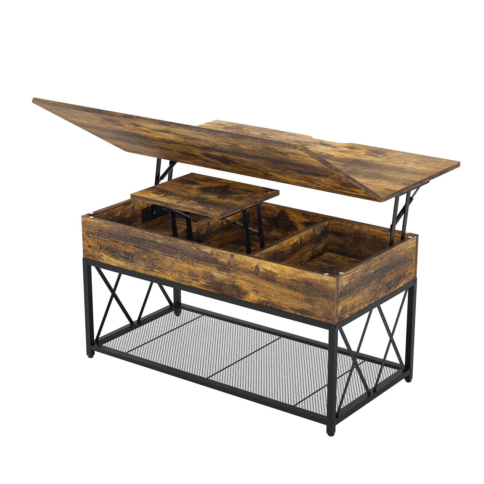 Furnideco Lift Top Coffee Table, 3 in 1 Multi-Function with Storage for Living Room,Convertible Coffee Table with Hidden Compartment, Coffee Table Converts to Dining Table for Living Room