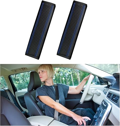 2 fundas para cinturón de seguridad de automóvil, almohadillas de cuero suave para correa de hombro, fundas de cinturón de seguridad para una