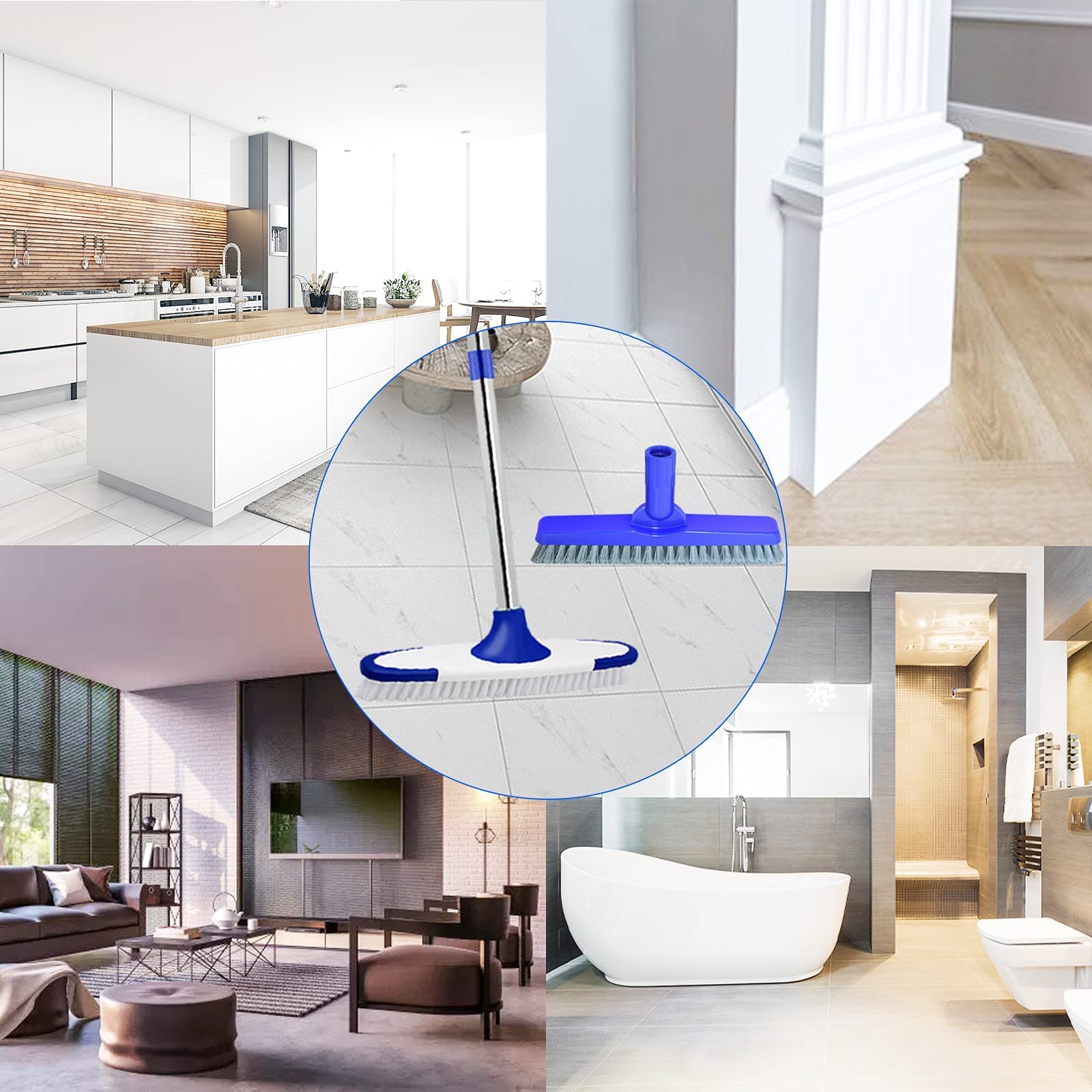 ITTAR Grout Brush and Floor Scrub Brush with Long Handle, Stiff